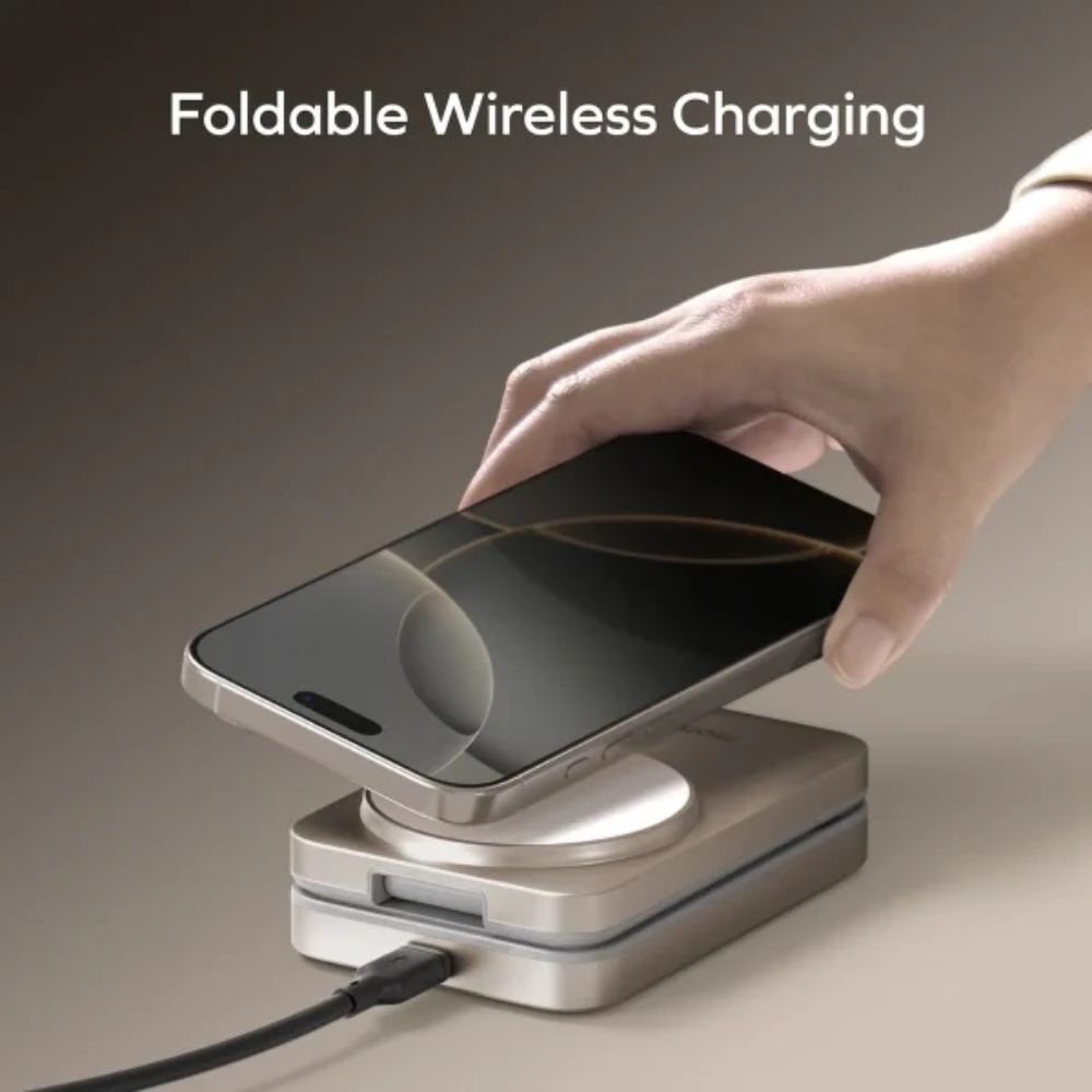 Momax 1-Charge Q.Port Qi2 3-in-1 Magnetic Wireless Charging Stand (Titanium)