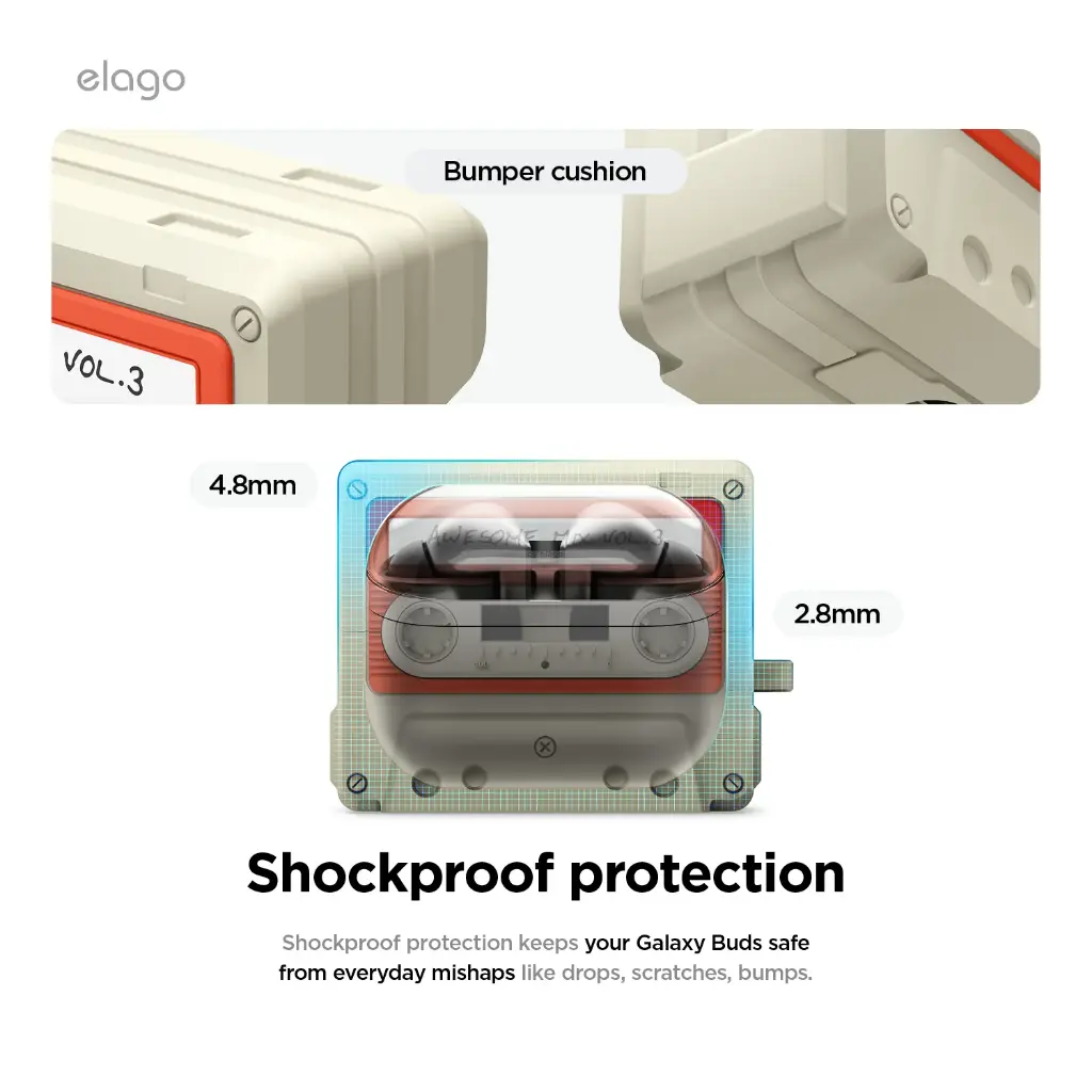 Elago Cassette Tape Hang Case AirPods Pro 3 (Classic White / Red)