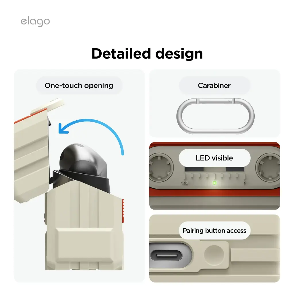 Elago Cassette Tape Hang Case AirPods Pro 3 (Classic White / Red)