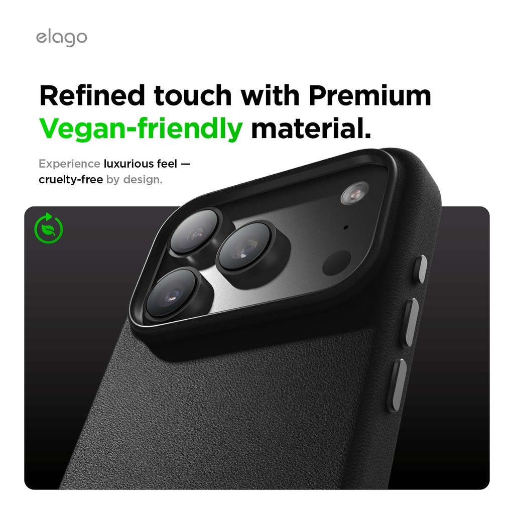 Elago Magnetic Leather Case for iPhone 17 Pro (Black)