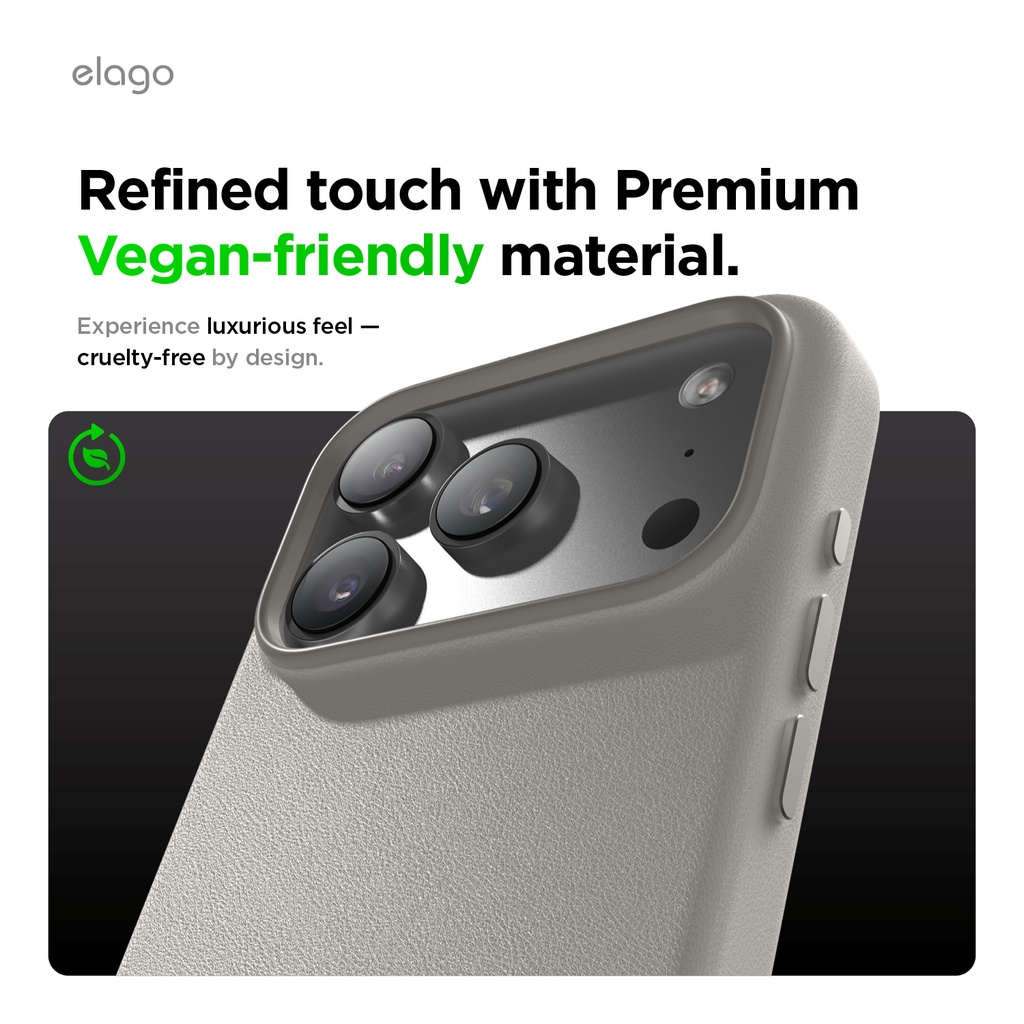 Elago Magnetic Leather Case for iPhone 17 Pro Max (Light Grey)