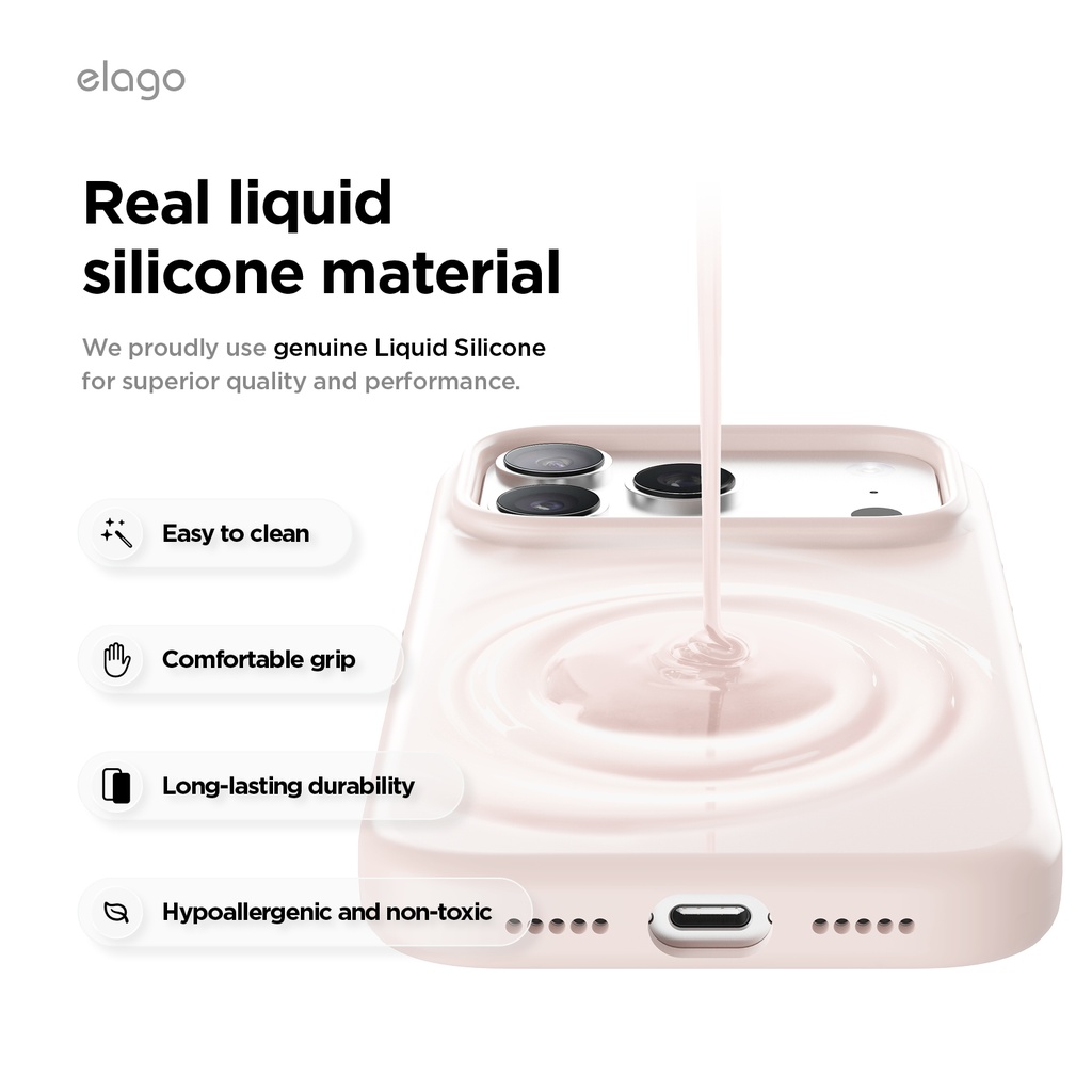 Elago Magnetic Silicone Case for iPhone 17 Pro (Light Pink)