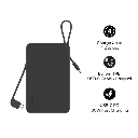 Momax 1-Power Vital+ 20000mAh Battery Pack with Dual Built-in USB-C Cable (Black)