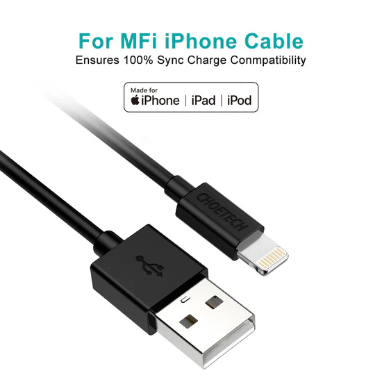 Choetech MFI USB - Lightning Cable 1.8M (Black)