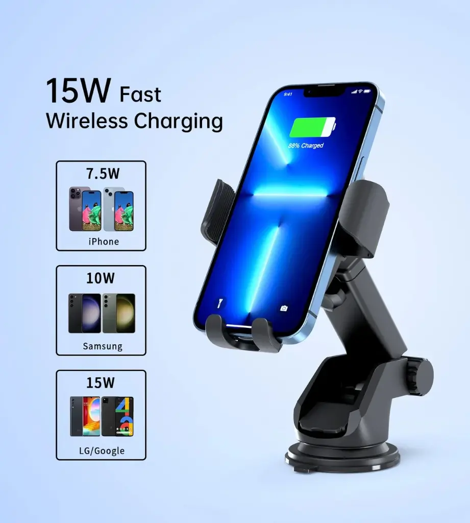 Choetech 15W Fast Wireless Car Charger Holder (Black)