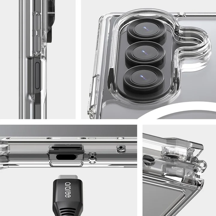 Araree Nukin 360 Magsafe Case With Hinge Protection for Samsung Galaxy Z Fold 7 (Clear)