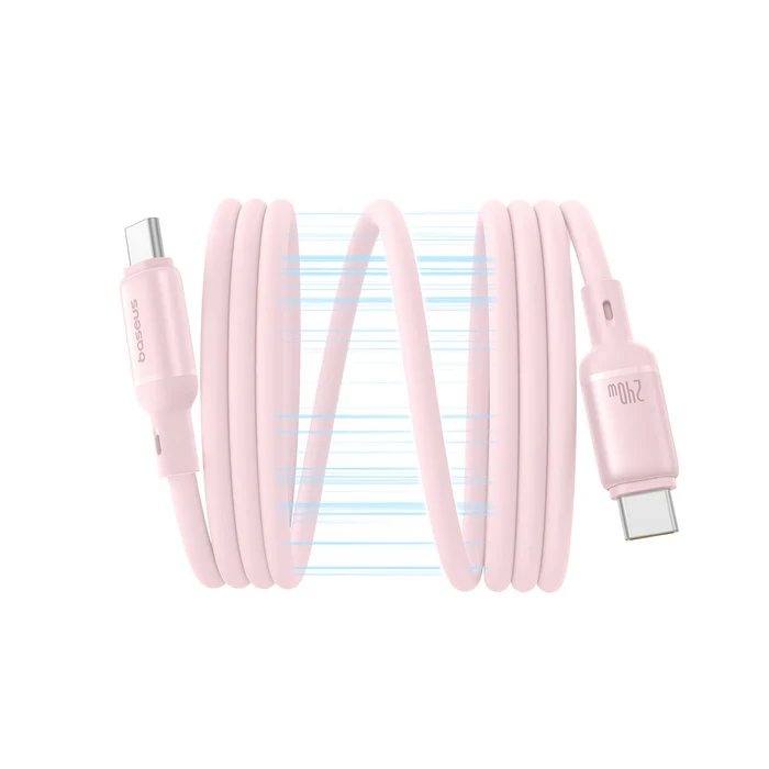 Baseus PicoGo Magnetic Liquid Silicone Fast Charging Cable USB-C to USB-C 240W 1m (Baby Pink)