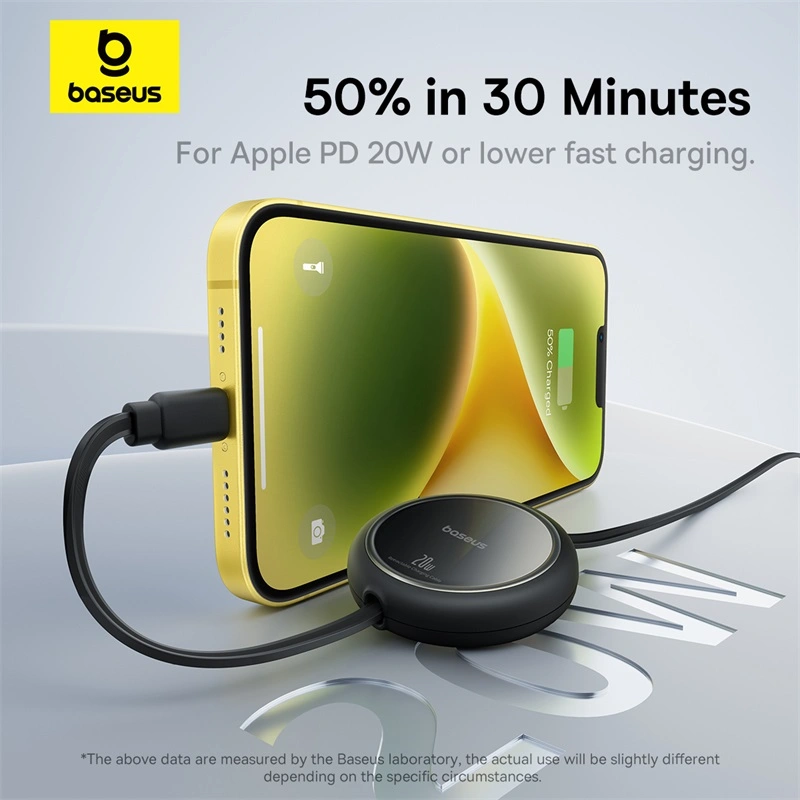 Baseus Free2Pull Retractable Charging Cable USB-C to iP 20W 1m (Cluster Black)