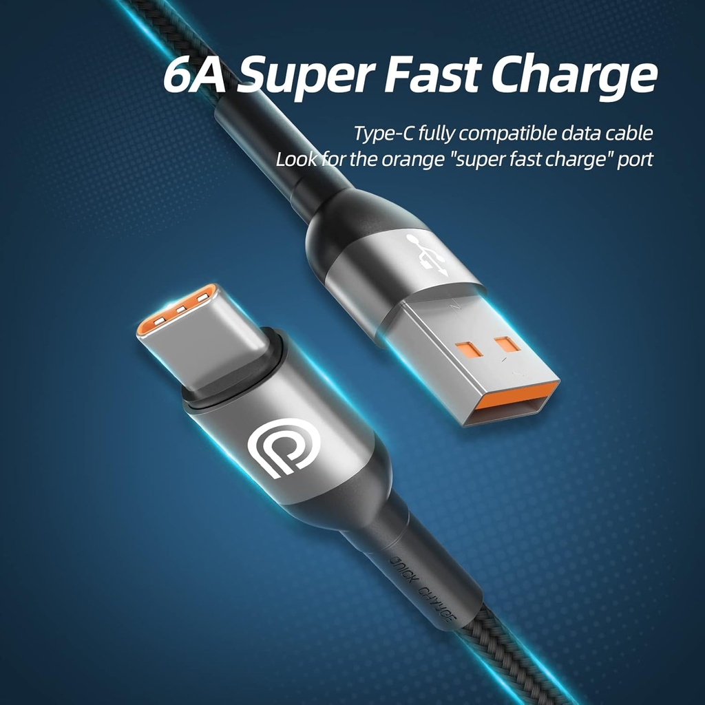 Phone Planet 66W Super Fast USB-Type C Charging Cable 1.2M (Black)