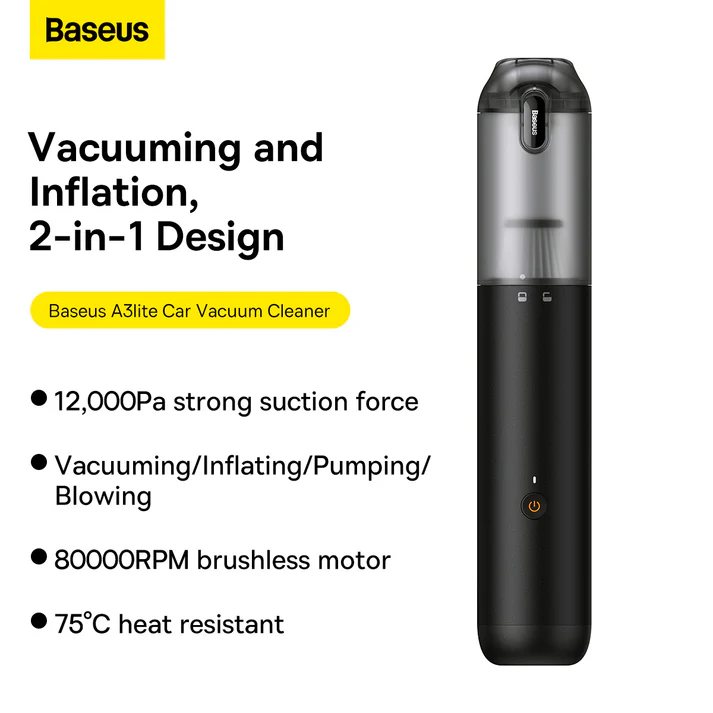Baseus A3lite Car Vacuum Cleaner (12000pa) (Black)