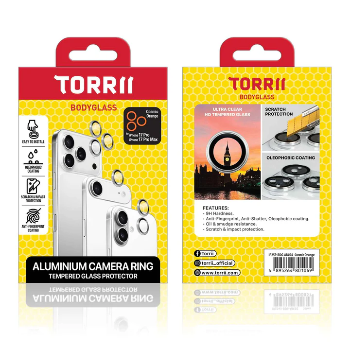 Torrii BODYGLASS Camera Ring for iPhone 17 Pro / 17 Pro Max (Cosmic Orange)