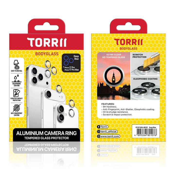 Torrii BODYGLASS Camera Ring for iPhone 17 Pro / 17 Pro Max (Deep Blue)