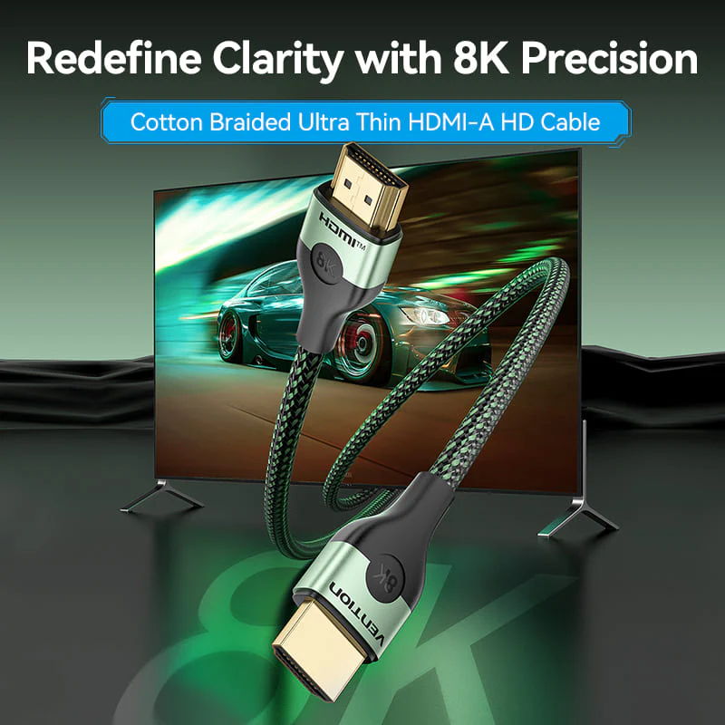 Vention Braided Aluminum Alloy HDMI HD Cable 8K 1M (Green)