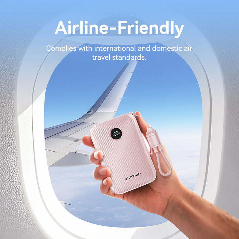 Vention Power Bank 10000mAh with Built-in USB C-C (Beige)