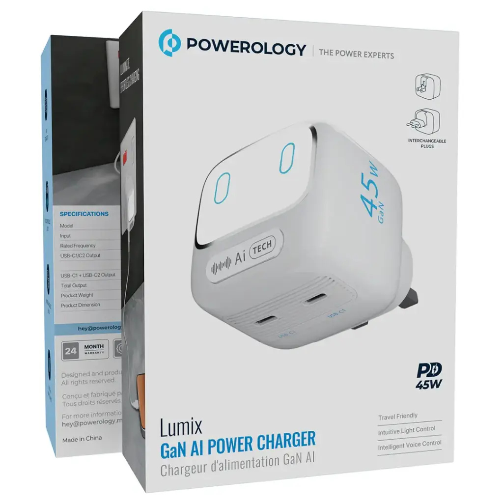 Powerology Lumix GaN AI Power Charger (White)