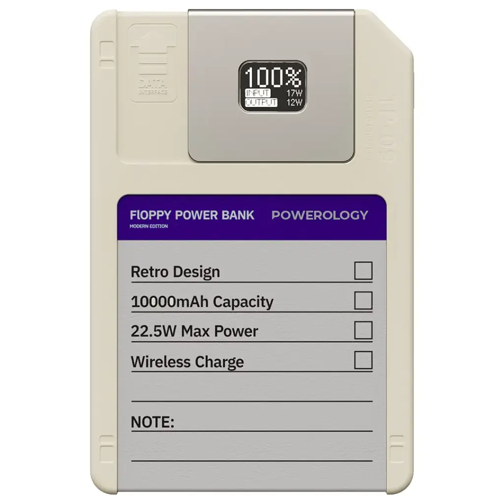 Powerology Floppydisk Retro 64GB MagSafe Power Bank 10000mAh (White)