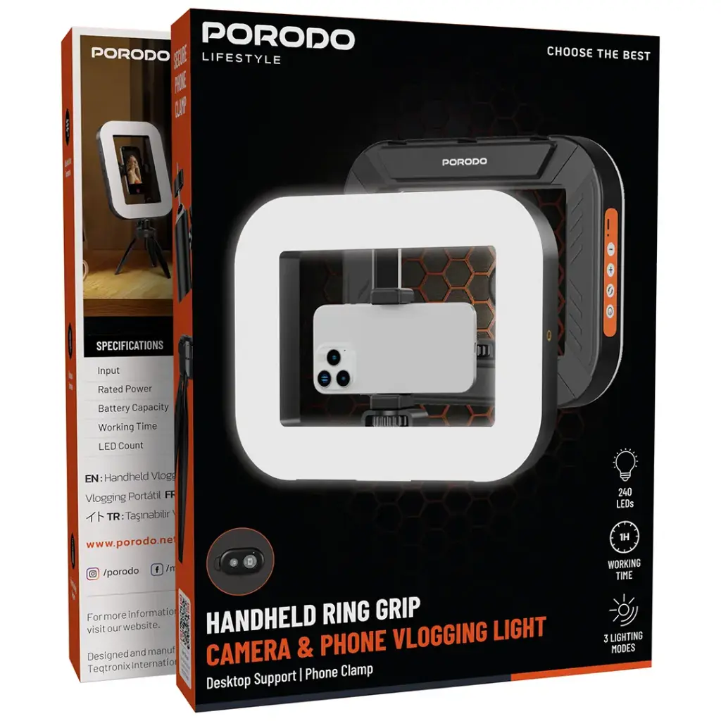 Porodo Lifestyle RingLight with Tripod (Black)