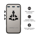 Momax 1-World2 205W 7-Port Dual AC Travel Adaptor (Titanium)