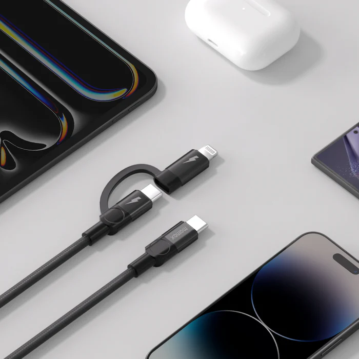 Momax Mag.link USB-C to C & Lightning Magnetic Cable 2m (Black)
