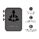 Momax 1-World2 45W 5-Port Dual AC Travel Adaptor (Black)