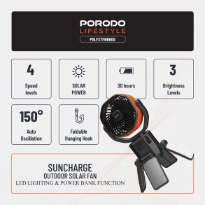 Porodo Lifestyle Suncharge Outdoor Solar Fan 