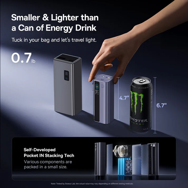 Baseus EnerGeek GR11 Power Bank with Retractable Cable 10000mAh 100W - Space Grey