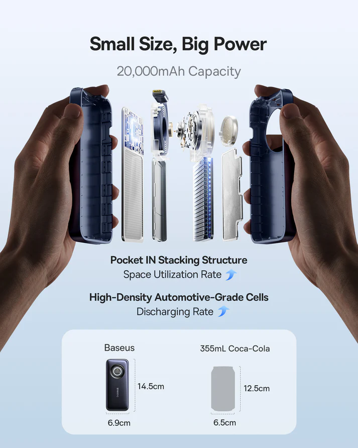 Baseus EnerCore CR11 Power Bank with Retractable Cable 20000mAh 67W - Cosmic Black