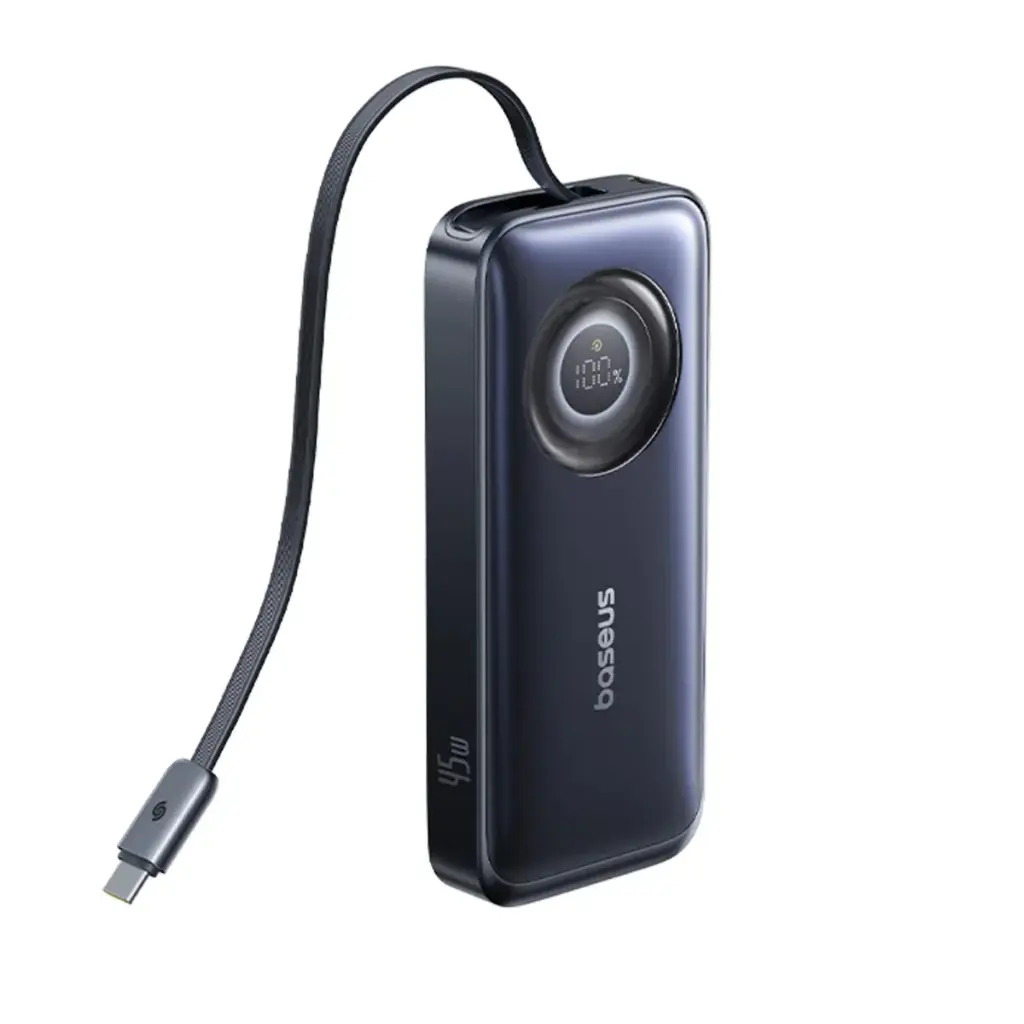 Baseus EnerCore CR11 Power Bank with Retractable Cable 10000mAh 45W - Cosmic Black