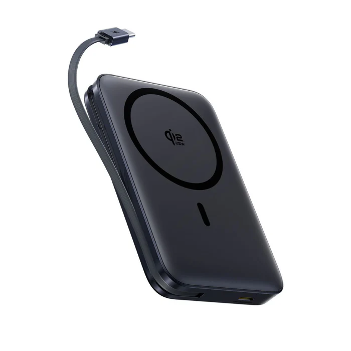 Baseus PicoGo AM61 Qi2.2 Magnetic Power Bank with Built-in Cable 10000mAh 45W - Cosmic Black