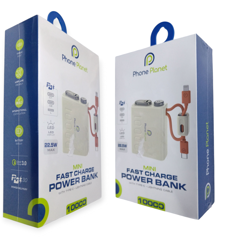 Phone Planet Mini Fast Charger Power Bank 10000mAh (White)