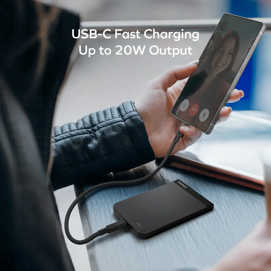 Momax 1-POWER S.PASS 5000mAh Qi2 Magnetic Wireless Battery Pack (Black)