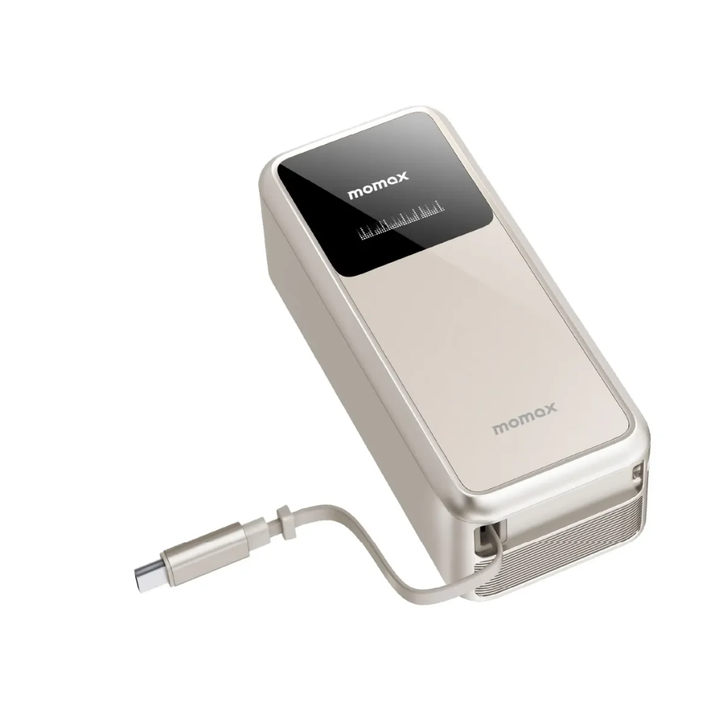 Momax 1-PAC⁺10000mAh 3 in 1 Hybrid GaN Battery Pack with Build-in retractable Cable (Titanium)