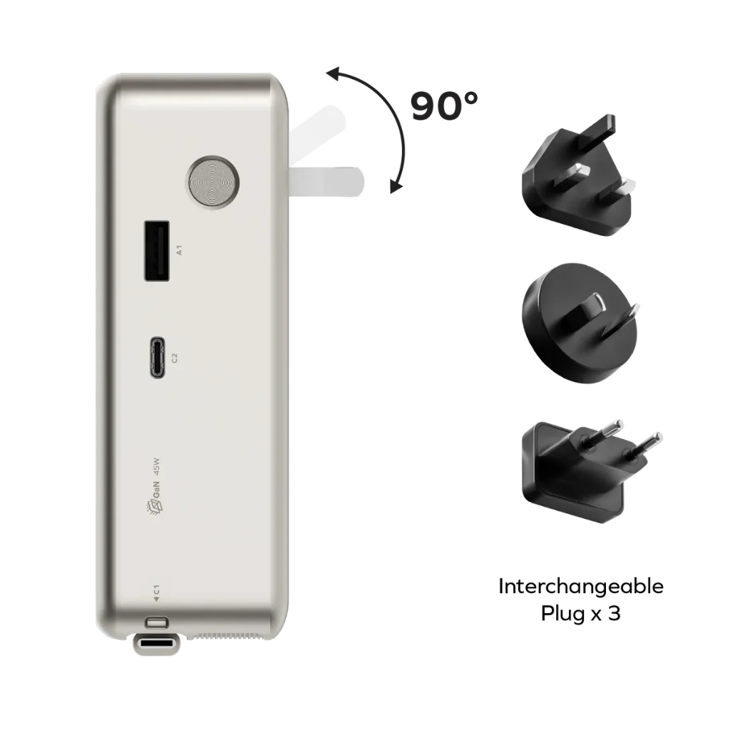 Momax 1-PAC⁺10000mAh 3 in 1 Hybrid GaN Battery Pack with Build-in retractable Cable (Titanium)