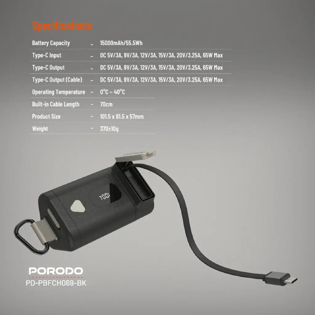 Porodo Power Bank PB069 PD65W 15000mAh