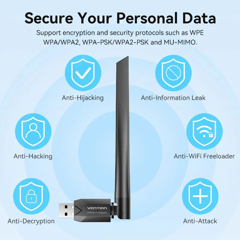 Vention AC650 USB Wi-Fi Dual Band Adapter (Black)