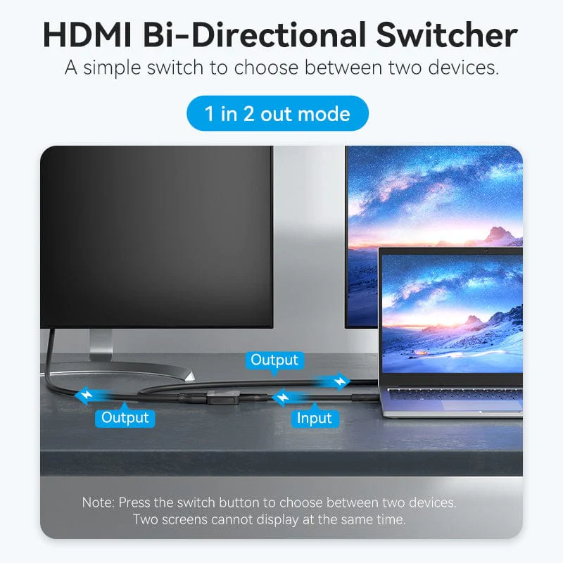 Vention 2-Port Bi-Directional HDMI Switch 4K (Black)