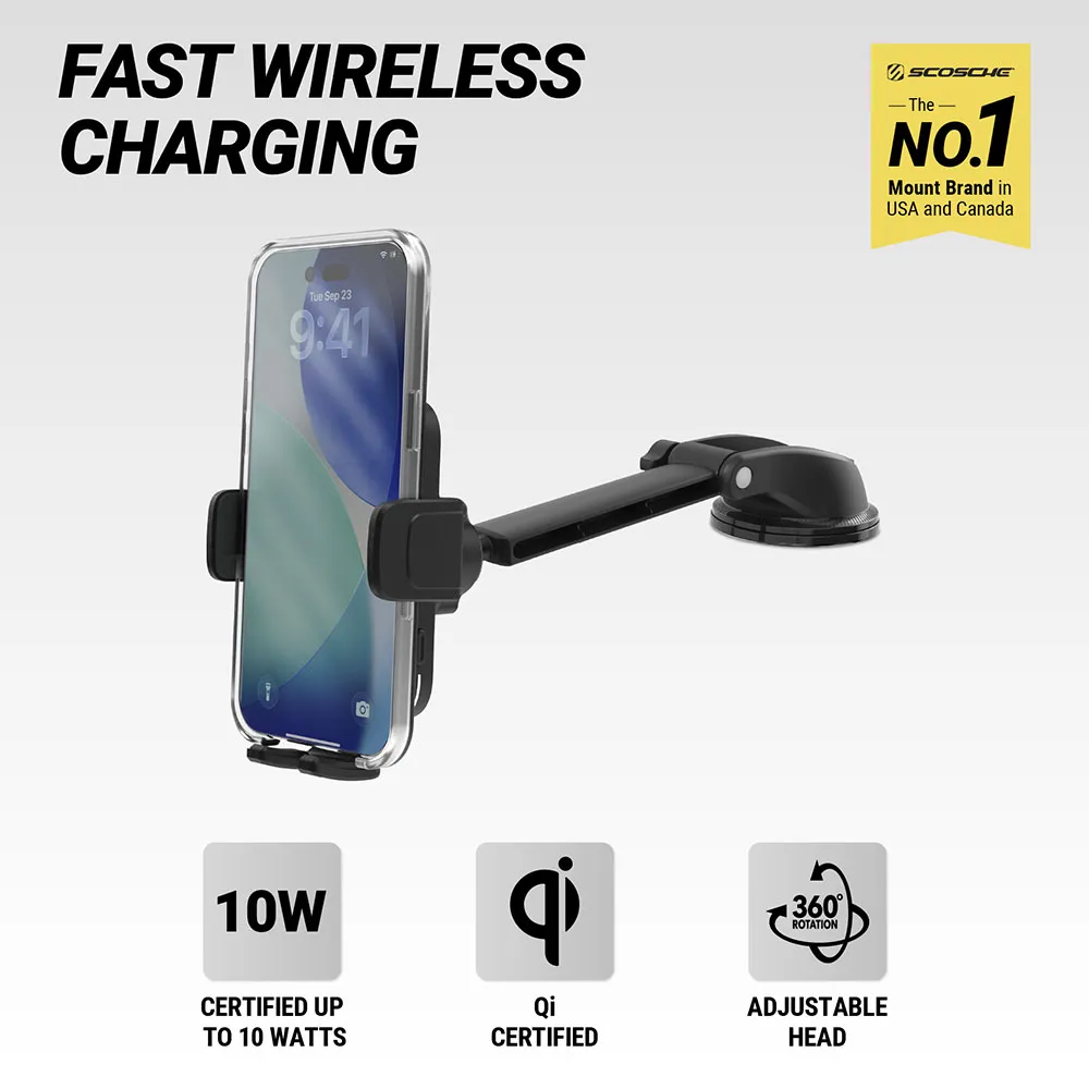 Scosche MagicGrip™ Charge Window/Dash 2-in-1 Auto-Grip Wireless Charging Mount