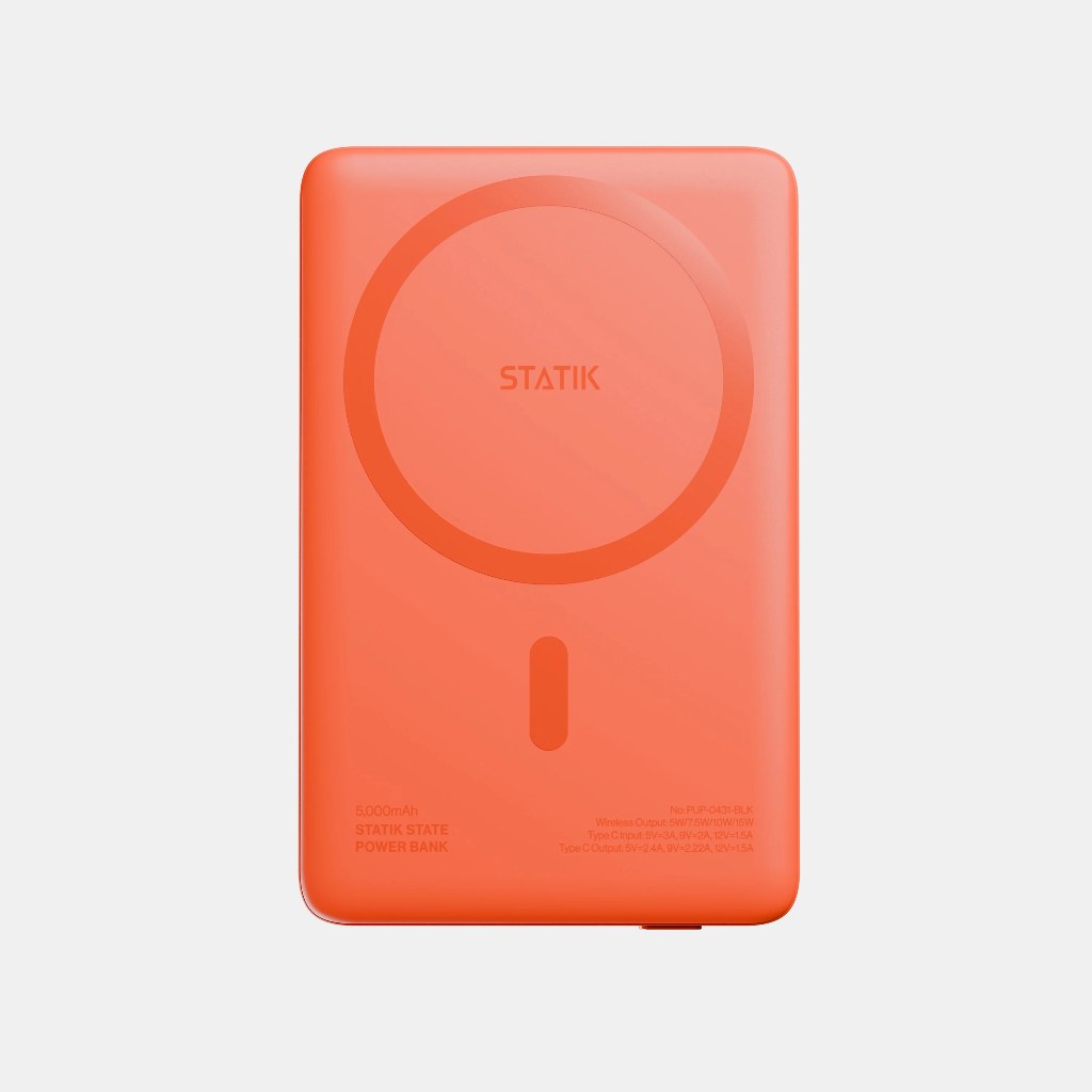 Statik MagSafe Power Bank with Semi-Solid Electrolyte Technology V2 5000mAh (Orange)