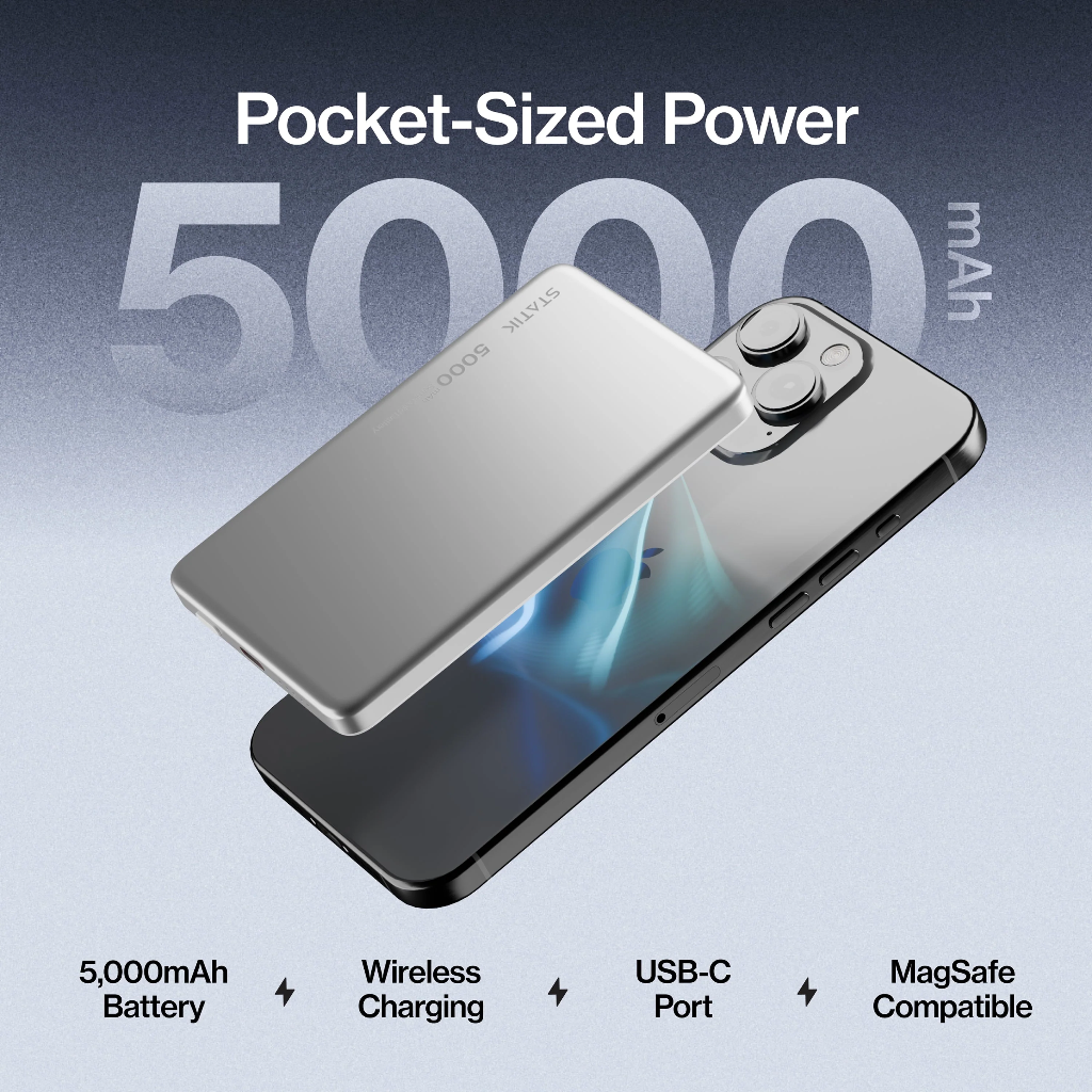Statik MagSafe Power Bank with Semi-Solid Electrolyte Technology V2 5000mAh (White)