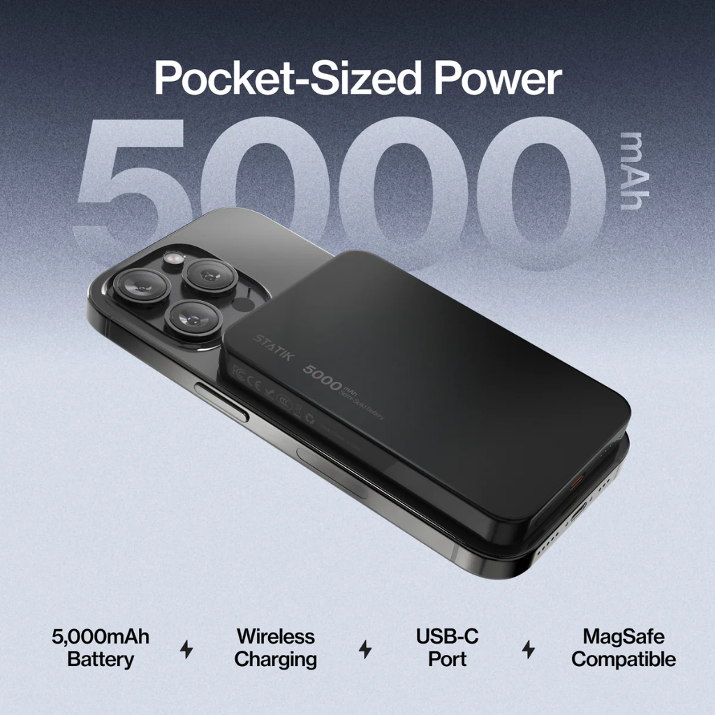 Statik MagSafe Power Bank with Semi-Solid Electrolyte Technology V2 5000mAh (Black)