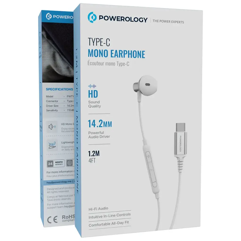 Powerology Type-C Mono Earphone (White)