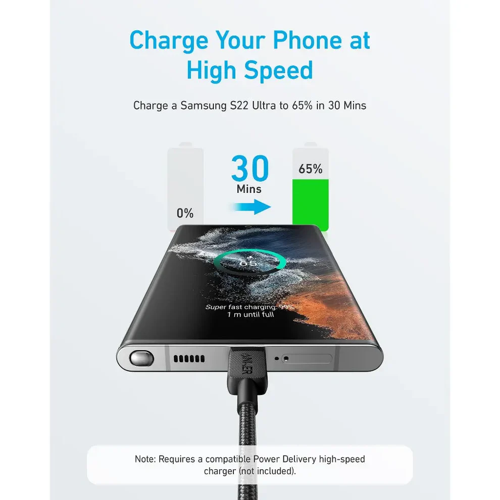 Anker Braided 322 USB-C to USB-C Cable 1.8M (Black) 