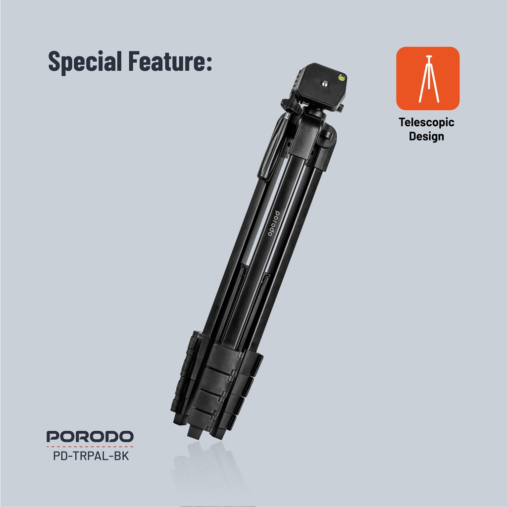 Porodo Professional Gimbal Tripod 171Cm Height (Black)