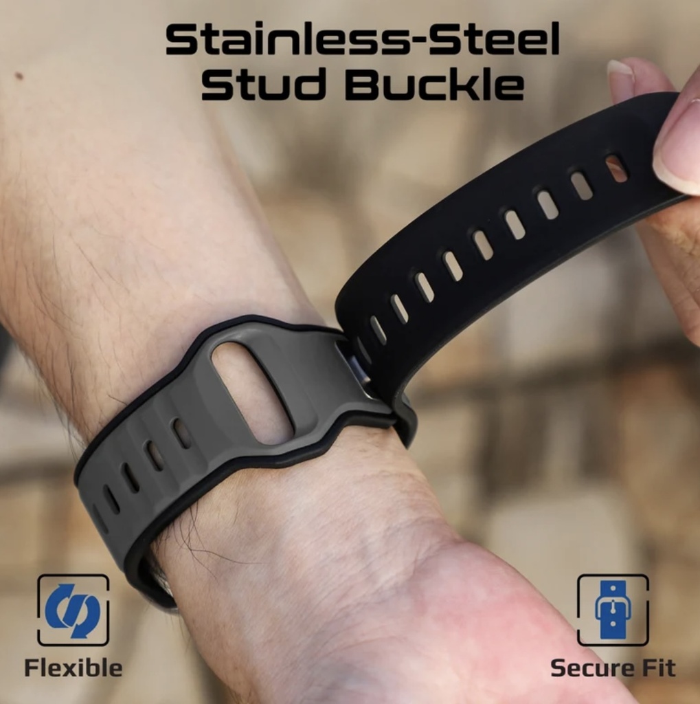 Promate Two-Tone Sport Silicone Band for Apple Watch 44/49mm (Black)