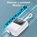 Promate 35W SuperSpeed™  with Built-In USB-C Cable Power Bank 10000mAh (White) 