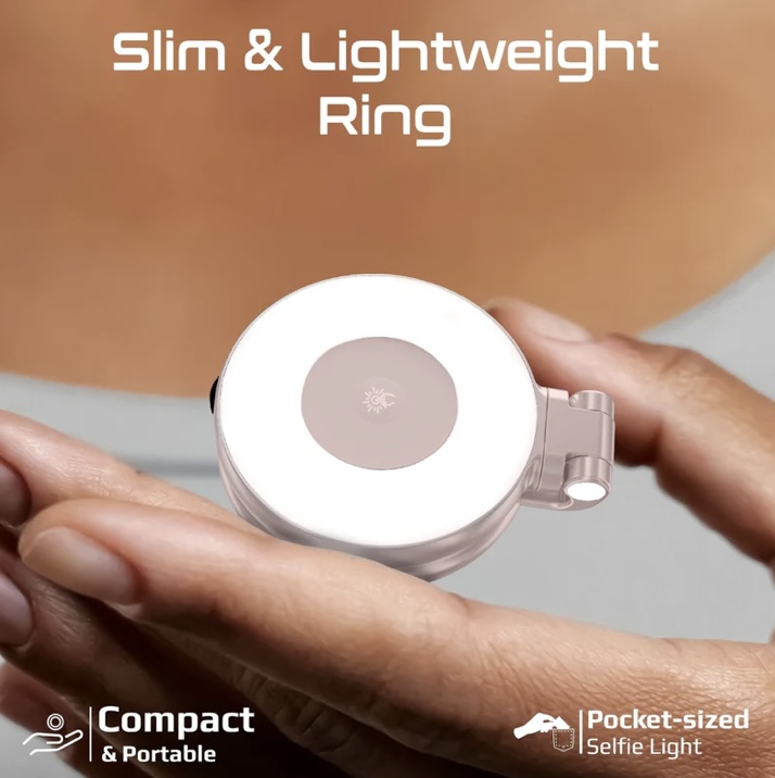 Promate MagSafe LED Ring Light 360° Rotatable (Rose Gold) 