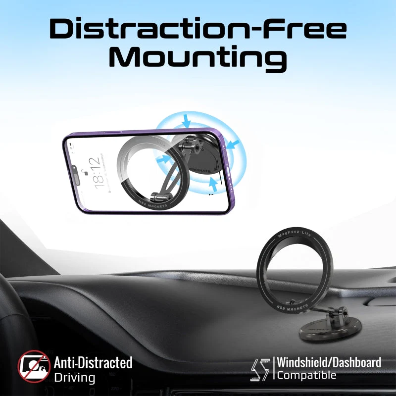 Promate 360° Cradleless MagSafe Compatible Smartphone Mount  Secure Anti-Slip Mount (Black)