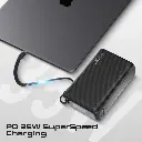 Promate 20000mAh Ultra Compact 35W SuperSpeed™ Power Bank with Built-In USB-C Cable (Black)