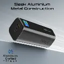 Promate Aluminum Crafted  With Retractable USB-C Cable 130W   & TFT LCD Screen Power Bank 20000mAh (Black)