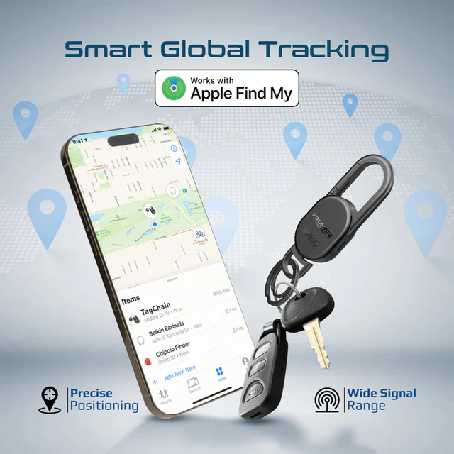 Promate Smart Keychain with Apple Find My Locator  (Black)
